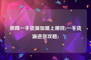 微商一手货源加盟上哪找(一手货源进货攻略)