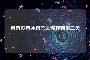 猪肉没有冰箱怎么保存到第二天
