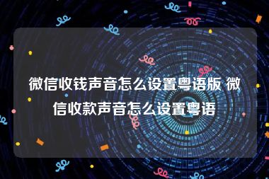 微信收钱声音怎么设置粤语版 微信收款声音怎么设置粤语