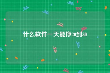 什么软件一天能挣20到30