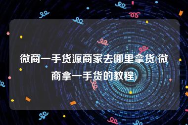微商一手货源商家去哪里拿货(微商拿一手货的教程)