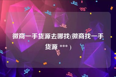 微商一手货源去哪找(微商找一手货源 *** )