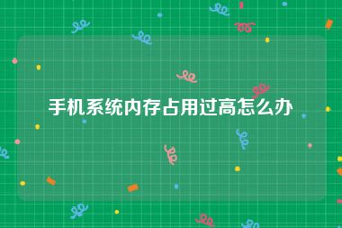 手机系统内存占用过高怎么办