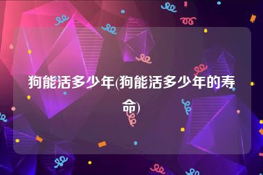 狗能活多少年(狗能活多少年的寿命)