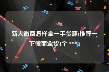 新人微商怎样拿一手货源(推荐一下微商拿货4个 *** )