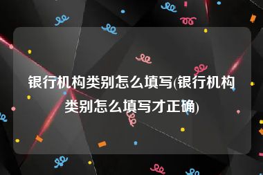 银行机构类别怎么填写(银行机构类别怎么填写才正确)