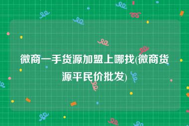 微商一手货源加盟上哪找(微商货源平民价批发)