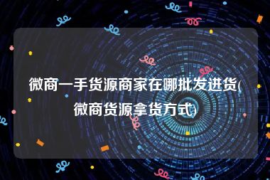 微商一手货源商家在哪批发进货(微商货源拿货方式)