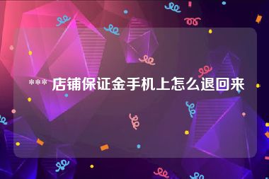  *** 店铺保证金手机上怎么退回来