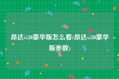 昂达vi30豪华版怎么看(昂达vi30豪华版参数)
