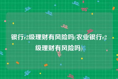 银行r2级理财有风险吗(农业银行r2级理财有风险吗)