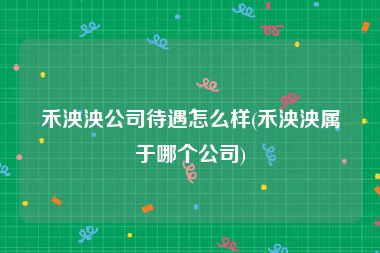 禾泱泱公司待遇怎么样(禾泱泱属于哪个公司)