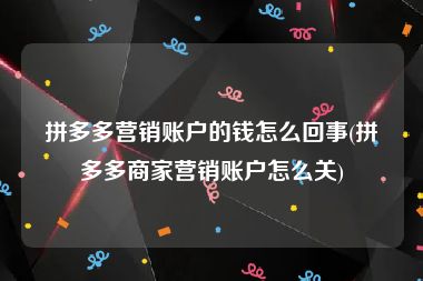 拼多多营销账户的钱怎么回事(拼多多商家营销账户怎么关)