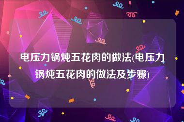 电压力锅炖五花肉的做法(电压力锅炖五花肉的做法及步骤)