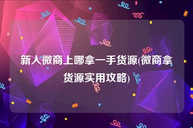 新人微商上哪拿一手货源(微商拿货源实用攻略)