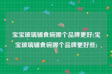 宝宝玻璃辅食碗哪个品牌更好(宝宝玻璃辅食碗哪个品牌更好些)