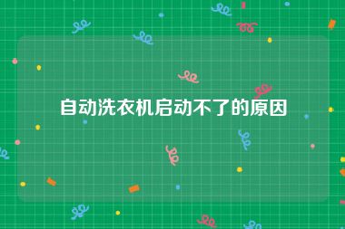 自动洗衣机启动不了的原因