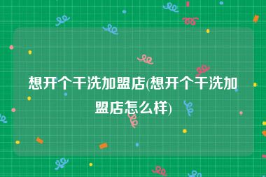 想开个干洗加盟店(想开个干洗加盟店怎么样)