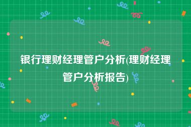银行理财经理管户分析(理财经理管户分析报告)