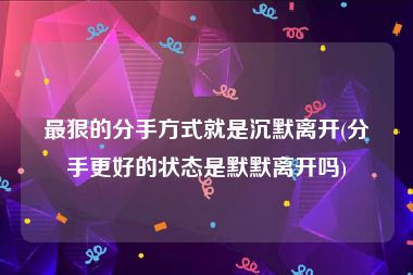 最狠的分手方式就是沉默离开(分手更好的状态是默默离开吗)