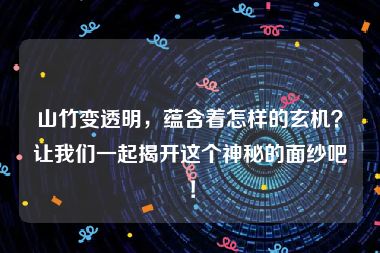 山竹变透明，蕴含着怎样的玄机？让我们一起揭开这个神秘的面纱吧！