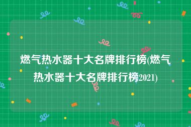 燃气热水器十大名牌排行榜(燃气热水器十大名牌排行榜2021)
