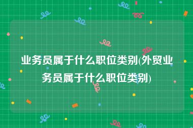 业务员属于什么职位类别(外贸业务员属于什么职位类别)