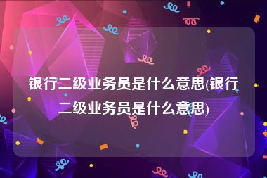 银行二级业务员是什么意思(银行二级业务员是什么意思)