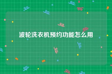波轮洗衣机预约功能怎么用