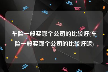 车险一般买哪个公司的比较好(车险一般买哪个公司的比较好呢)