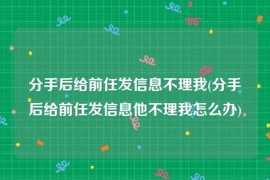 分手后给前任发信息不理我(分手后给前任发信息他不理我怎么办)