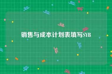 销售与成本计划表填写SYB