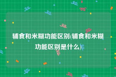 辅食和米糊功能区别(辅食和米糊功能区别是什么)