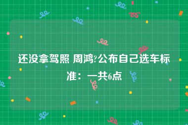 还没拿驾照 周鸿?公布自己选车标准：一共6点