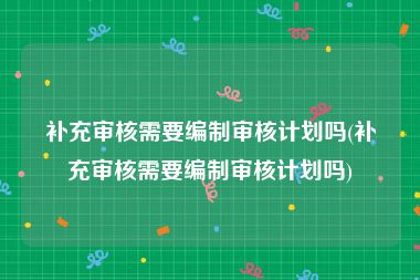 补充审核需要编制审核计划吗(补充审核需要编制审核计划吗)