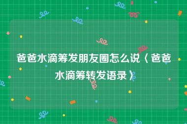 爸爸水滴筹发朋友圈怎么说〈爸爸水滴筹转发语录〉