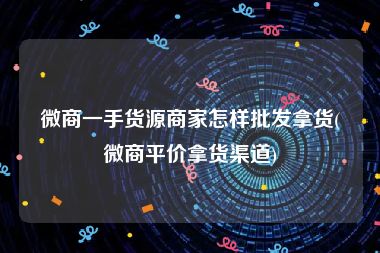 微商一手货源商家怎样批发拿货(微商平价拿货渠道)
