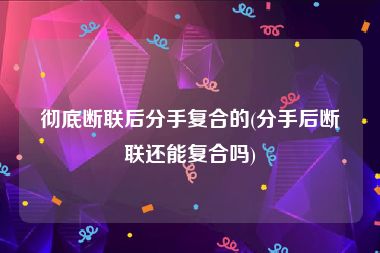 彻底断联后分手复合的(分手后断联还能复合吗)