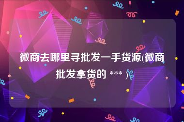 微商去哪里寻批发一手货源(微商批发拿货的 *** )