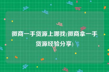 微商一手货源上哪找(微商拿一手货源经验分享)