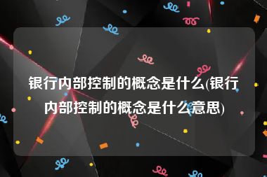 银行内部控制的概念是什么(银行内部控制的概念是什么意思)