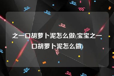 之一口胡萝卜泥怎么做(宝宝之一口胡萝卜泥怎么做)
