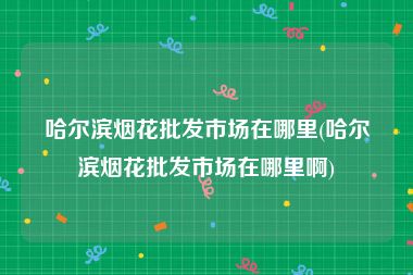 哈尔滨烟花批发市场在哪里(哈尔滨烟花批发市场在哪里啊)