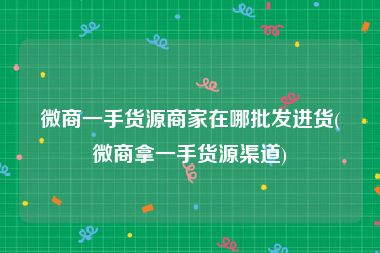 微商一手货源商家在哪批发进货(微商拿一手货源渠道)