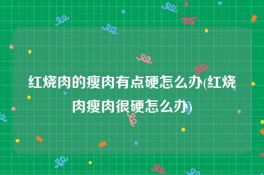 红烧肉的瘦肉有点硬怎么办(红烧肉瘦肉很硬怎么办)