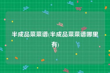 半成品菜菜谱(半成品菜菜谱哪里有)