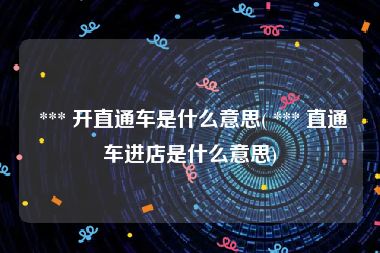  *** 开直通车是什么意思( *** 直通车进店是什么意思)