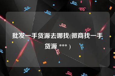批发一手货源去哪找(微商找一手货源 *** )