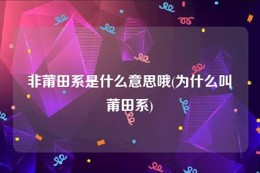 非莆田系是什么意思哦(为什么叫莆田系)