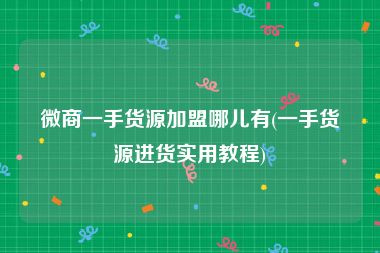 微商一手货源加盟哪儿有(一手货源进货实用教程)